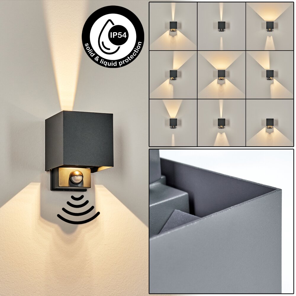 Almodofa Lampada da parete per esterno, Lampade Up & Down Antracite, 1-Luce, Sensori di movimento main product photo