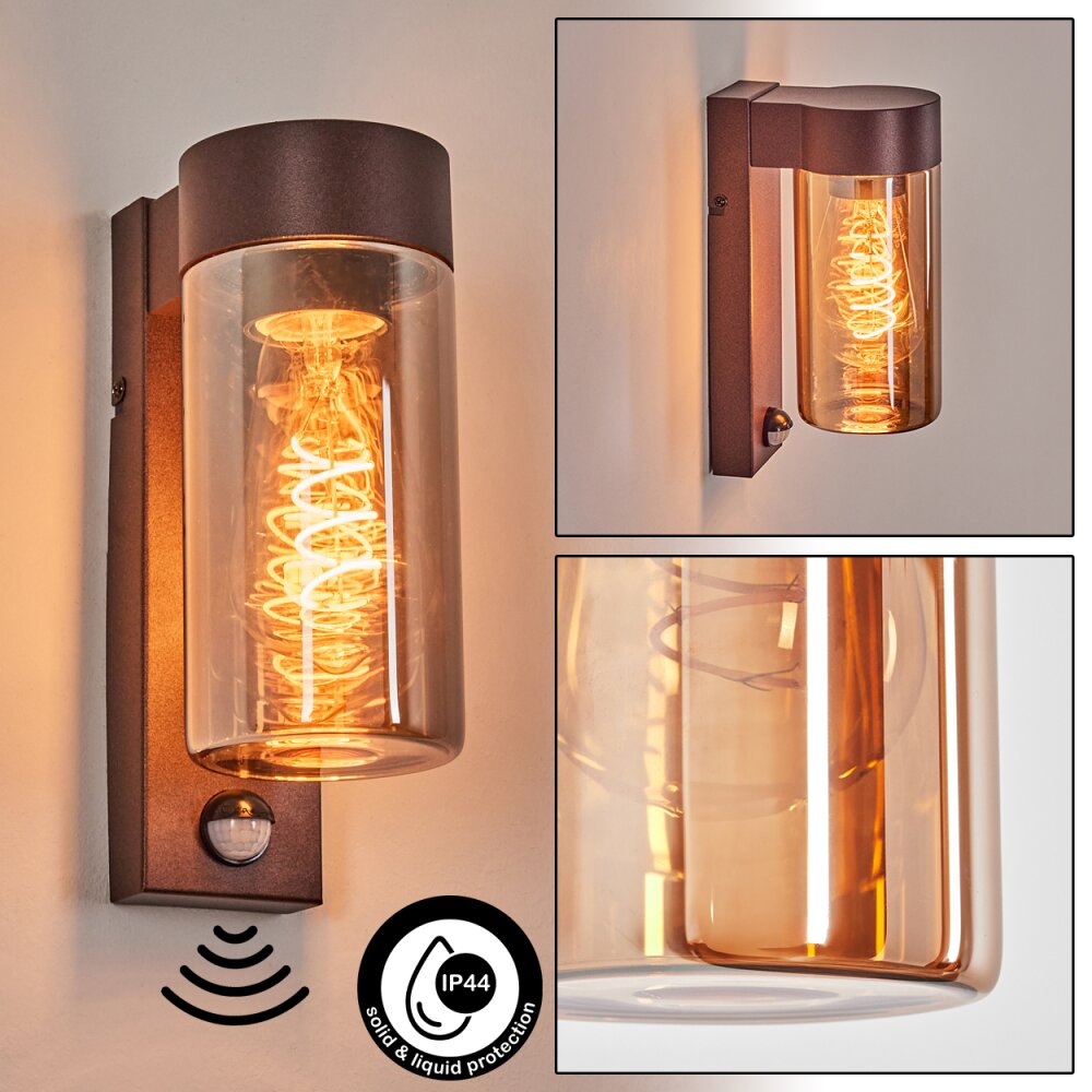 Encoberta Illuminazione esterna, Lampada da parete per esterno Ruggine, 1-Luce, Sensori di movimento main product photo