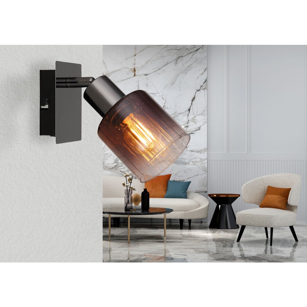 Illuminazione Globo Lighting Satella Plafoniera, Faretto da soffitto, Applique, Faretto da parete Cromo, Nero, 1-Luce