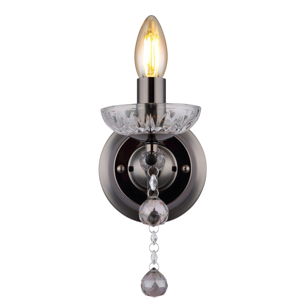 Illuminazione Globo Lighting Camila Applique Cromo, Nero, 1-Luce
