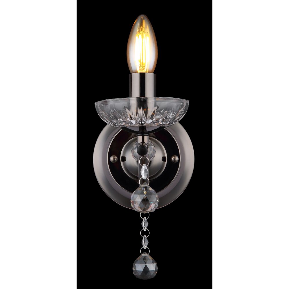 Illuminazione Globo Lighting Camila Applique Cromo, Nero, 1-Luce