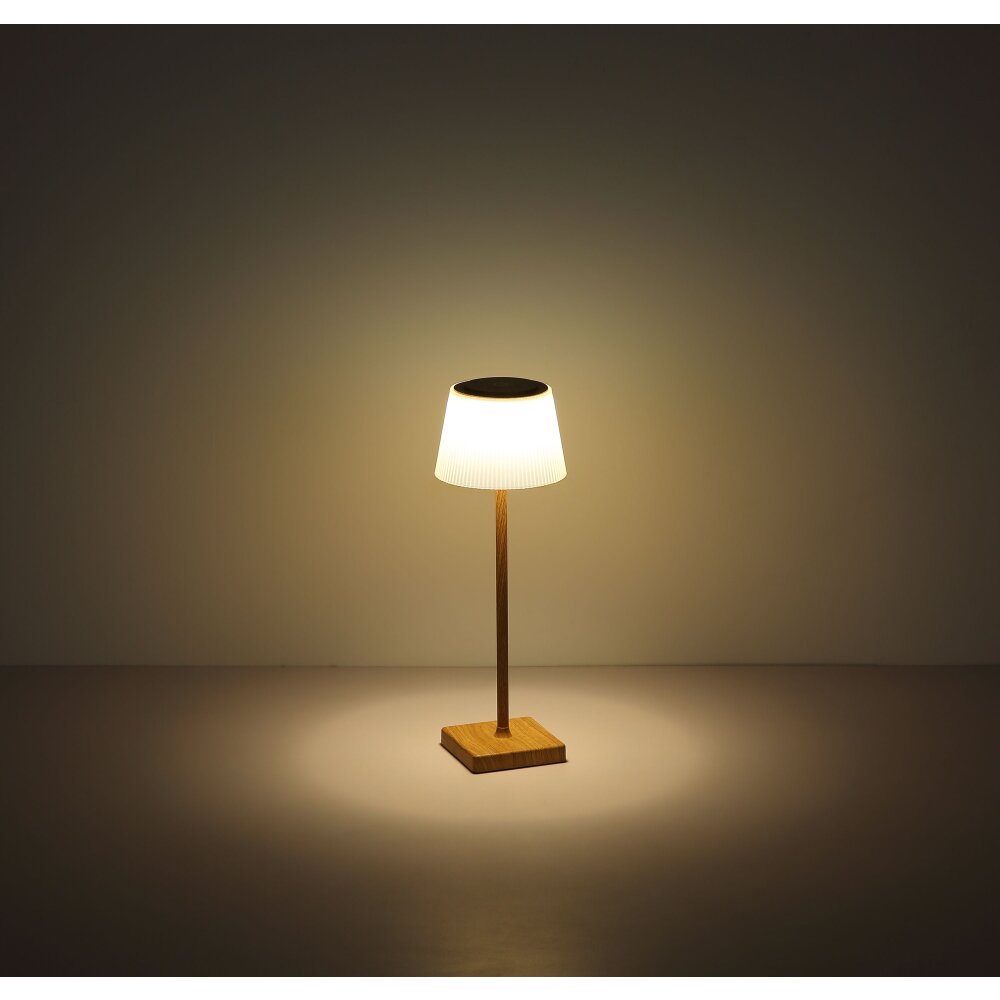 Illuminazione Globo Lighting Gregoir Lampada da tavolo LED Legno scuro, Écru, 1-Luce