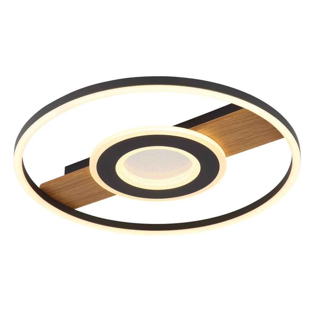 Illuminazione Globo Lighting Pikara Plafoniera LED Aspetto del legno, Nero, 1-Luce main product photo