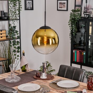 Gastor Lampadario a sospensione, Lampada a sfera 30 cm Oro, Chiaro, 1-Luce Gastor Lampadario a sospensione, Lampada a sfera 30 cm Oro, Chiaro, 1-Luce
