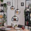 Gastor Lampadario a sospensione, Lampada a sfera Cromo, Grigio fumo, 3-Luci