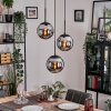 Gastor Lampadario a sospensione, Lampada a sfera Cromo, Grigio fumo, 3-Luci