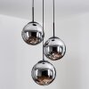 Gastor Lampadario a sospensione, Lampada a sfera 30 cm Cromo, Grigio fumo, 3-Luci