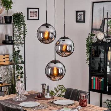 Gastor Lampadario a sospensione, Lampada a sfera 30 cm Cromo, Grigio fumo, 3-Luci Gastor Lampadario a sospensione, Lampada a sfera 30 cm Cromo, Grigio fumo, 3-Luci