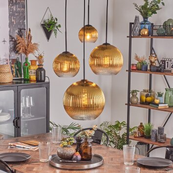 Koyoto Lampadario a sospensione, Lampada a sfera, Lampada a sospensione Oro, Chiaro, 4-Luci