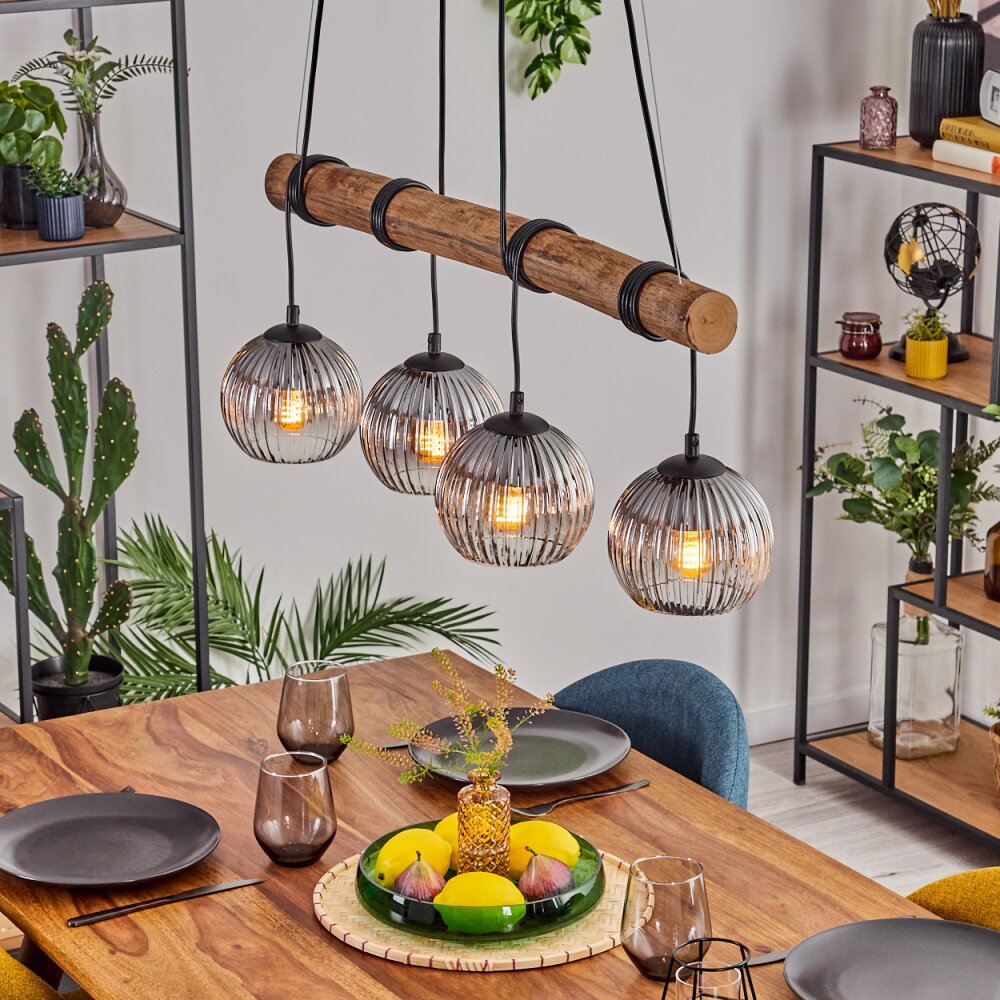 Koyoto Lampadario a sospensione, Lampada a sfera, Lampada a sospensione Écru, Nero, 4-Luci main product photo