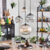 Koyoto Lampadario a sospensione, Lampada a sfera, Lampada a sospensione Ambrato, Chiaro, Grigio fumo, 4-Luci