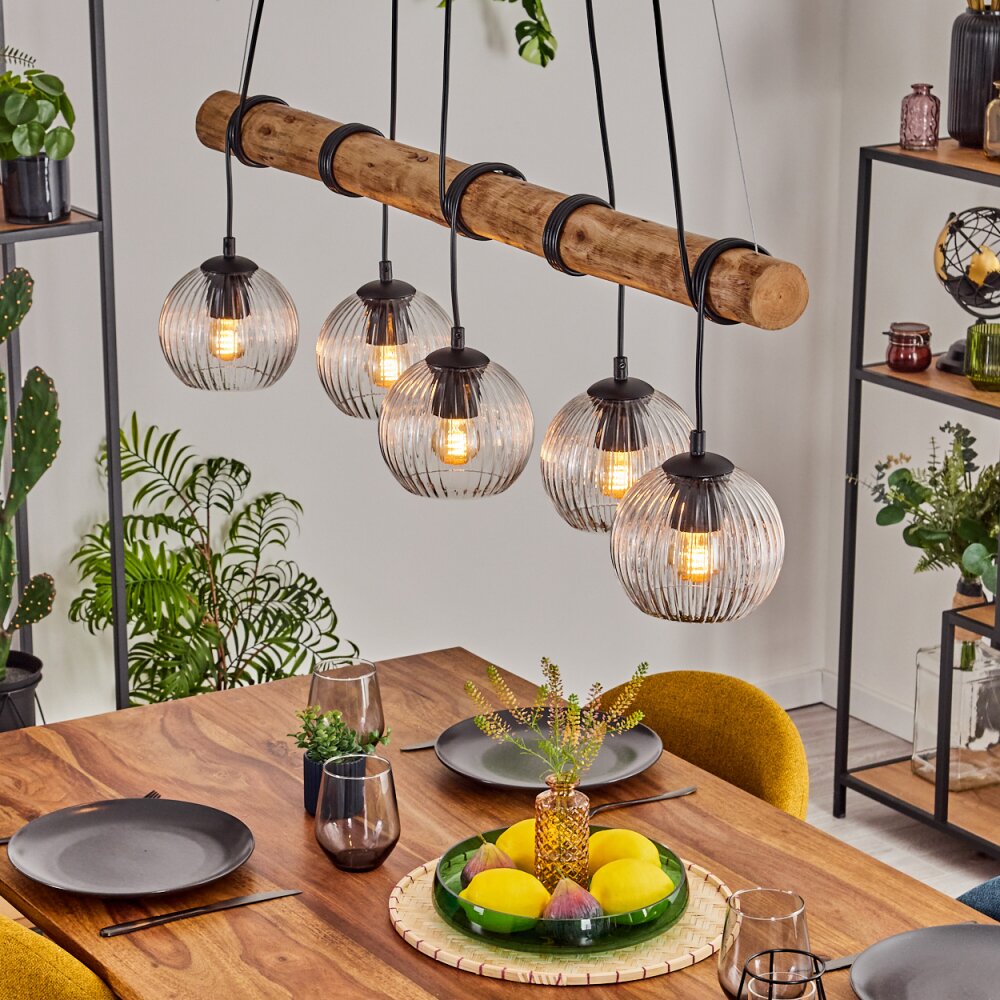 Koyoto Lampadario a sospensione, Lampada a sfera, Lampada a sospensione Écru, Nero, 5-Luci main product photo