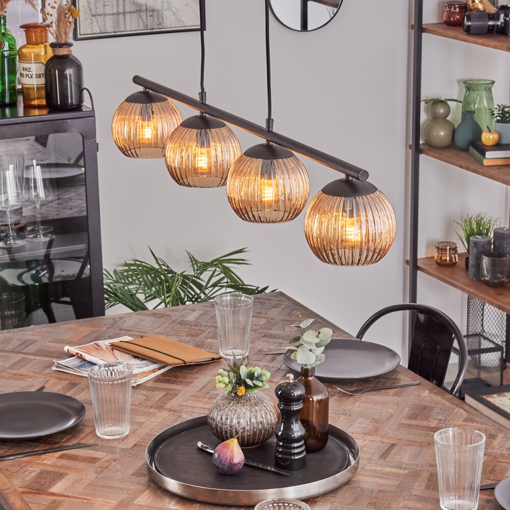 Koyoto Lampadario a sospensione, Lampada a sfera, Lampada a sospensione Ambrato, 4-Luci main product photo