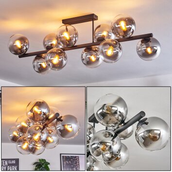Gastor Plafoniera, Lampada a sfera Chiaro, Grigio fumo, 10-Luci Gastor Plafoniera, Lampada a sfera Chiaro, Grigio fumo, 10-Luci