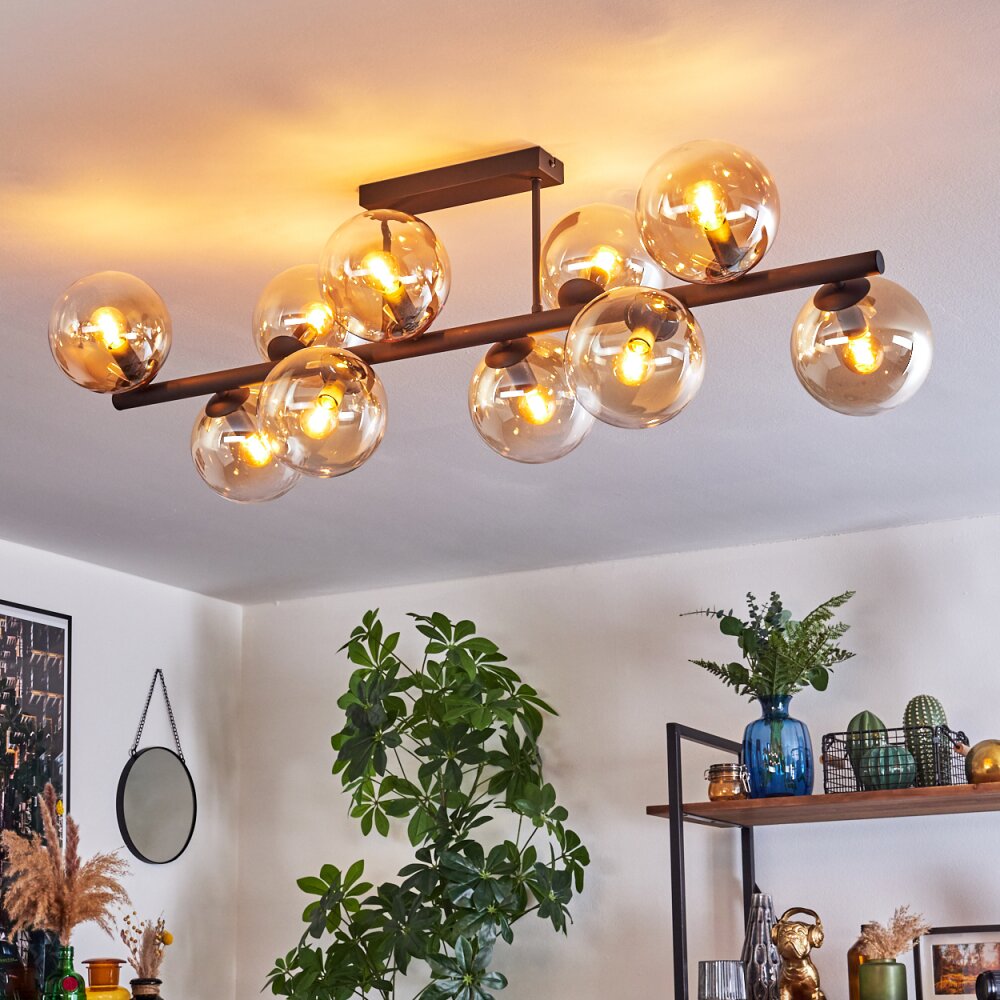 Gastor Plafoniera, Lampada a sfera Ambrato, Chiaro, 10-Luci