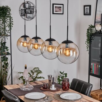 Gastor Lampadario a sospensione, Lampada a sfera, Lampada a sospensione Ambrato, Chiaro, 4-Luci