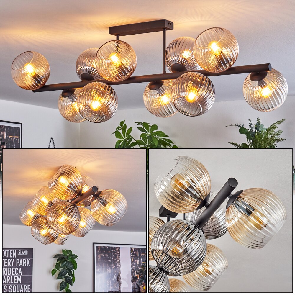 Gastor Plafoniera, Lampada a sfera Ambrato, Chiaro, Grigio fumo, 10-Luci main product photo