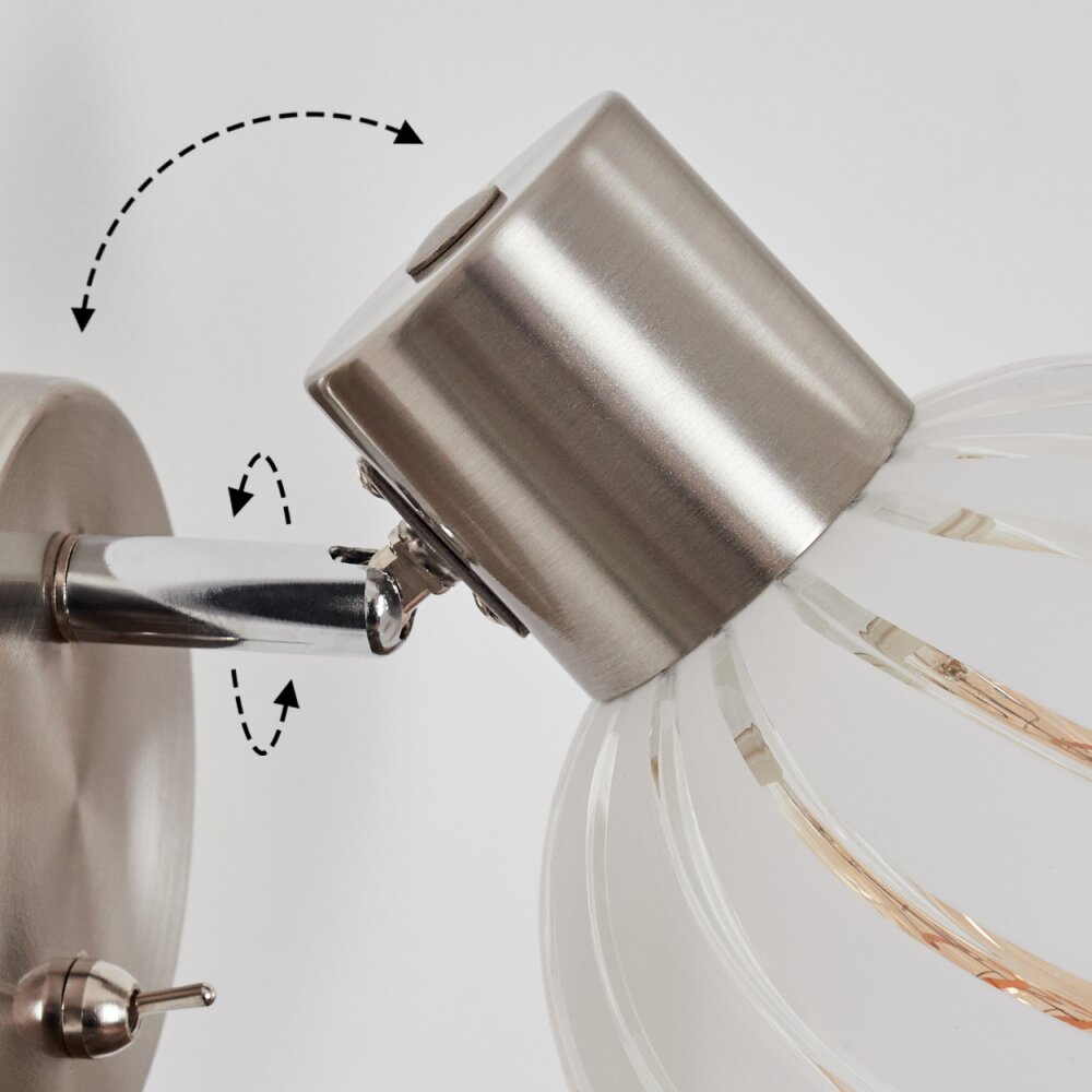 Dysted Lampada a sfera, Applique, Faretto da parete Nichel opaco, 1-Luce