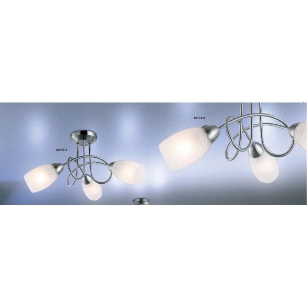 Globo MITIS Plafoniera Acciaio inox, Nichel opaco, Bianco, 3-Luci main product photo