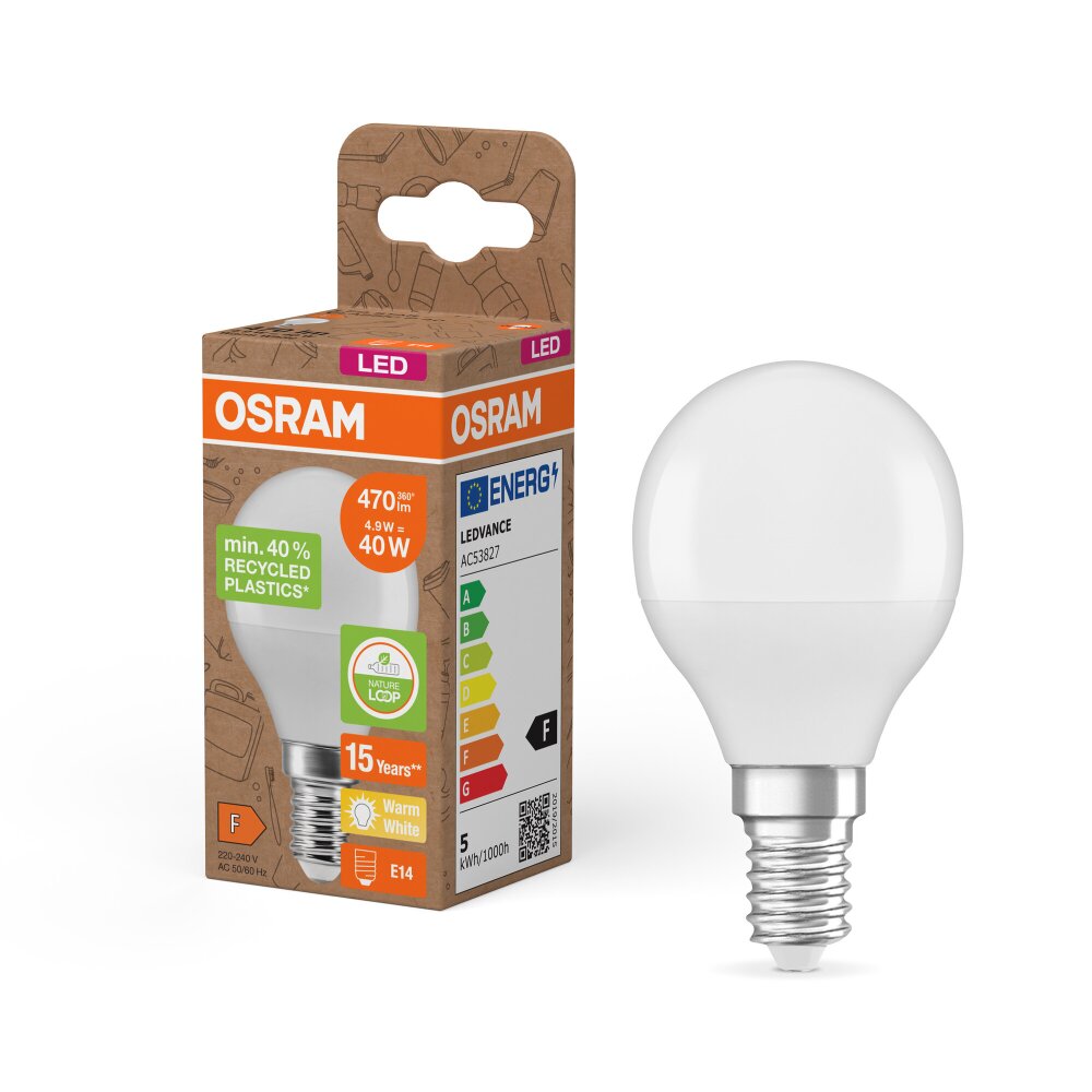 Illuminazione Osram E14 4.9 Watt Bianco caldo 470 Lumen main product photo