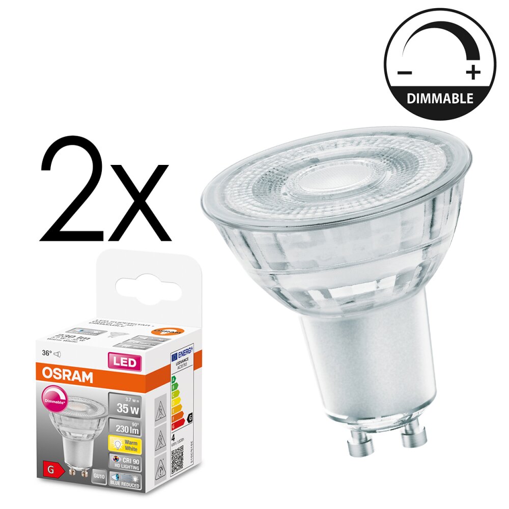 GU10 LED 3.7 Watt Bianco caldo dimmerabile 230 Lumen main product photo