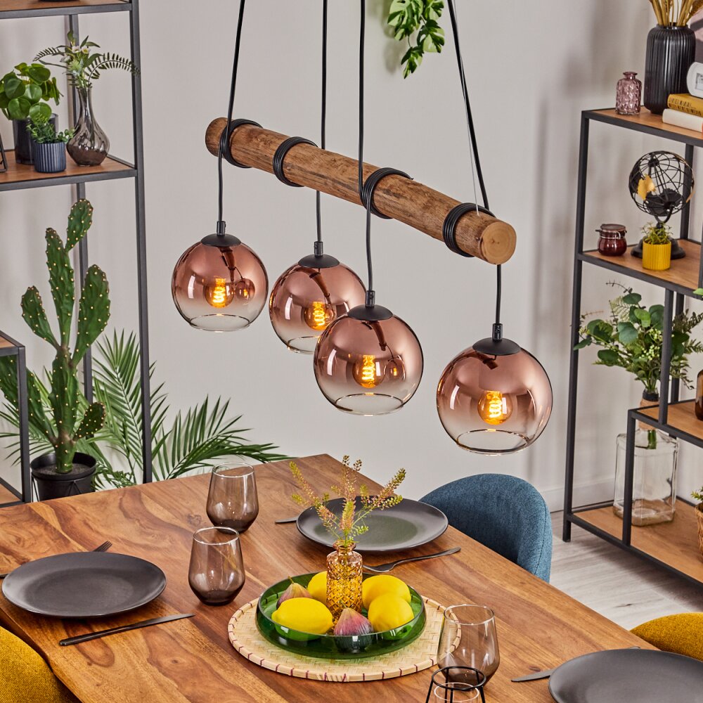Koyoto Lampadario a sospensione, Lampada a sfera, Lampada a sospensione Écru, Nero, 4-Luci main product photo
