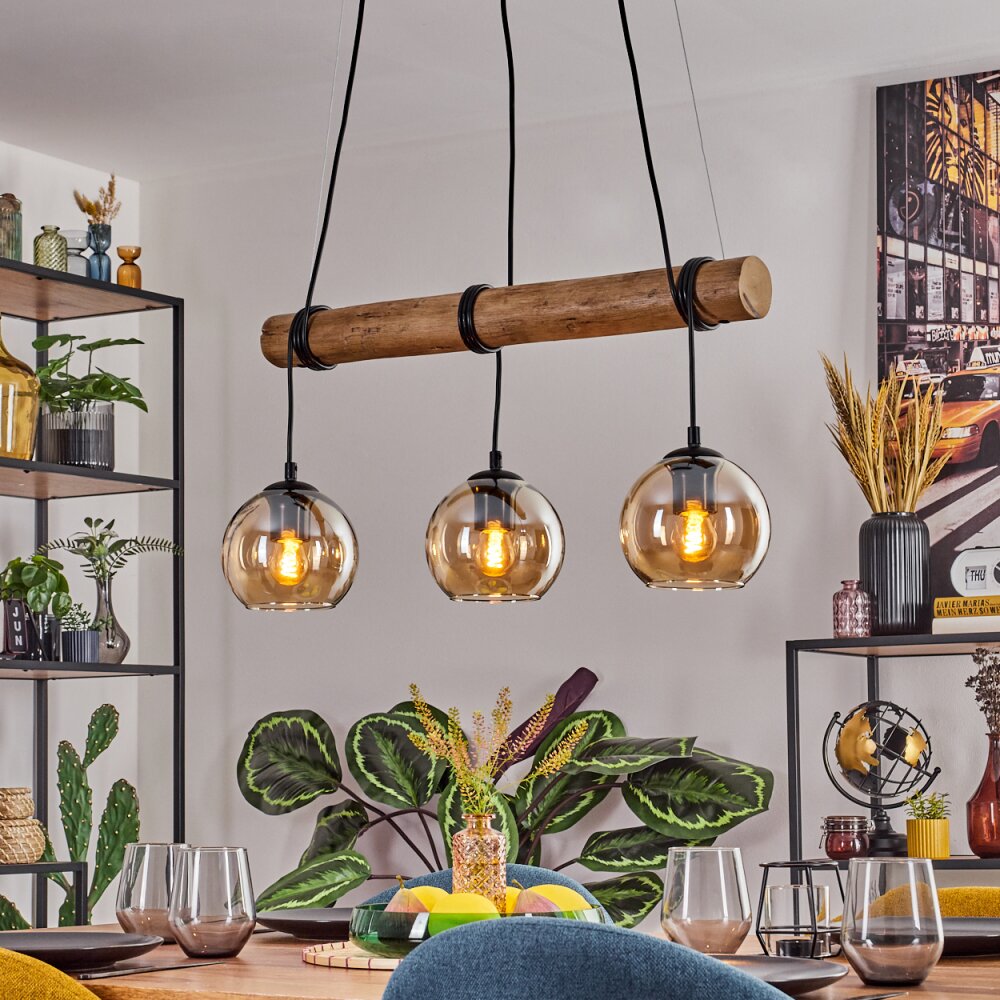 Koyoto Lampadario a sospensione, Lampada a sfera, Lampada a sospensione Écru, Nero, 3-Luci main product photo