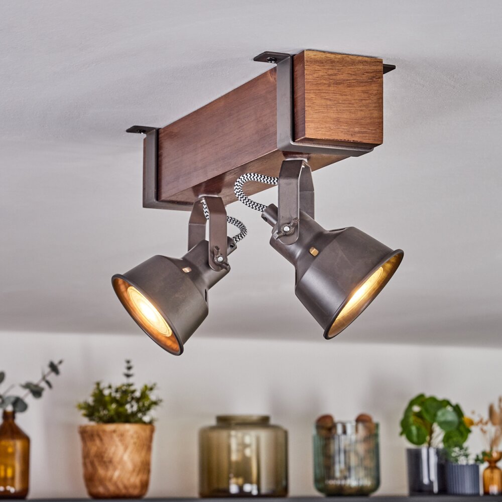 Pehefito Plafoniera, Faretto da soffitto Marrone scuro, Grigio, 2-Luci