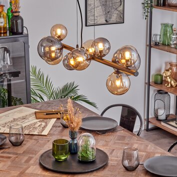 Chehalis Lampadario a sospensione, Lampada a sfera, Lampada a sospensione Ambrato, Grigio fumo, 10-Luci