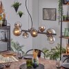 Chehalis Lampadario a sospensione, Lampada a sfera, Lampada a sospensione Cromo, Chiaro, Grigio fumo, 8-Luci
