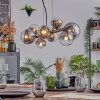 Chehalis Lampadario a sospensione, Lampada a sfera, Lampada a sospensione Cromo, Chiaro, Grigio fumo, 8-Luci