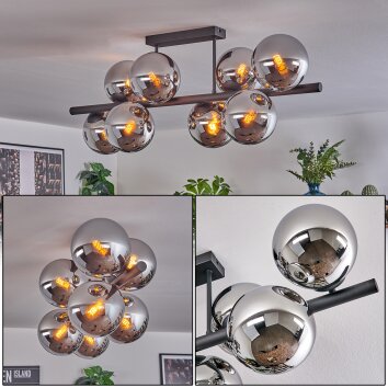Gastor Plafoniera, Lampada a sfera Cromo, Grigio fumo, 8-Luci Gastor Plafoniera, Lampada a sfera Cromo, Grigio fumo, 8-Luci