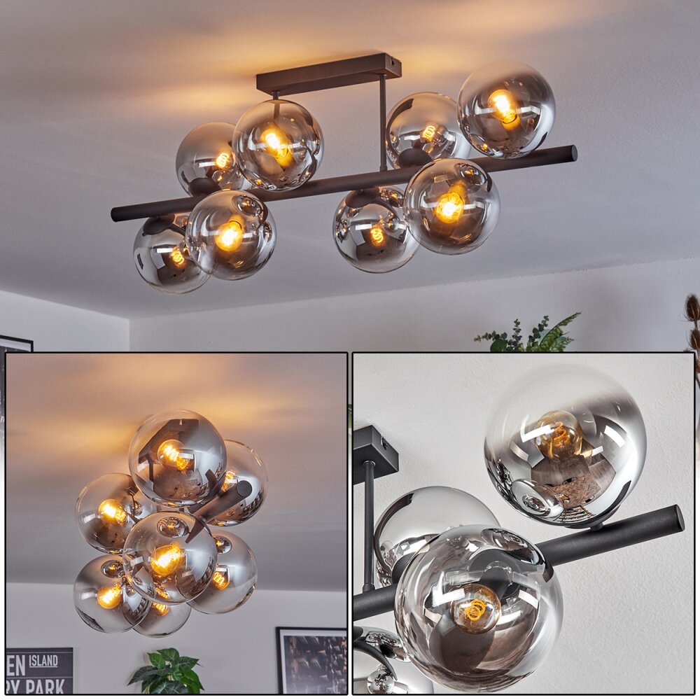 Gastor Plafoniera, Lampada a sfera Cromo, Chiaro, Grigio fumo, 8-Luci main product photo
