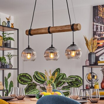Koyoto Lampadario a sospensione, Lampada a sfera, Lampada a sospensione Écru, Nero, 3-Luci Koyoto Lampadario a sospensione, Lampada a sfera, Lampada a sospensione Écru, Nero, 3-Luci