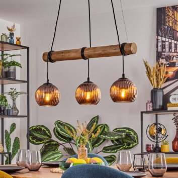 Koyoto Lampadario a sospensione, Lampada a sfera, Lampada a sospensione Écru, Nero, 3-Luci