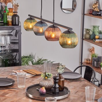 Koyoto Lampadario a sospensione, Lampada a sfera, Lampada a sospensione Blu, Verde, Ramato, 4-Luci