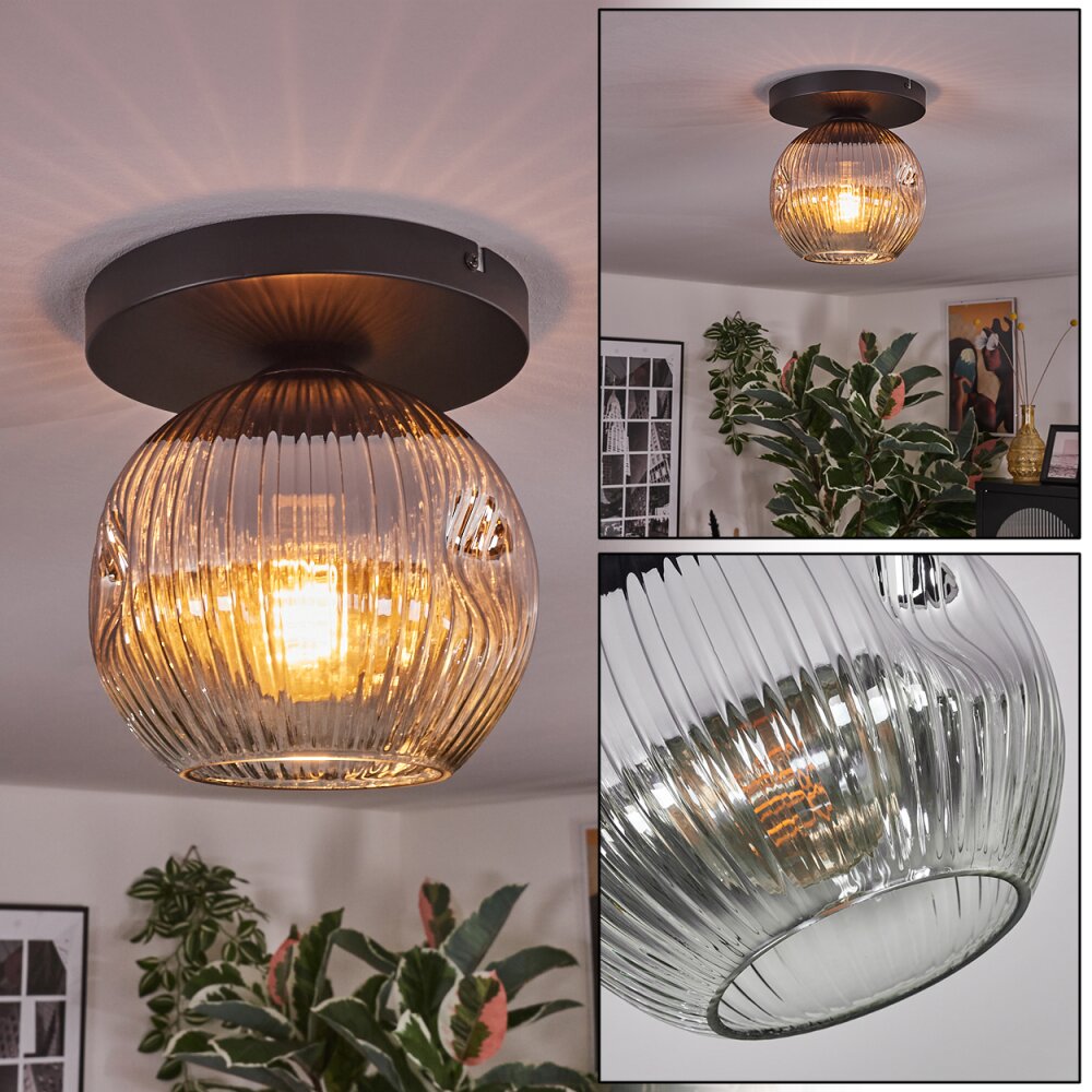 Ripoll Plafoniera, Lampada a sfera Cromo, Chiaro, Grigio fumo, 1-Luce main product photo