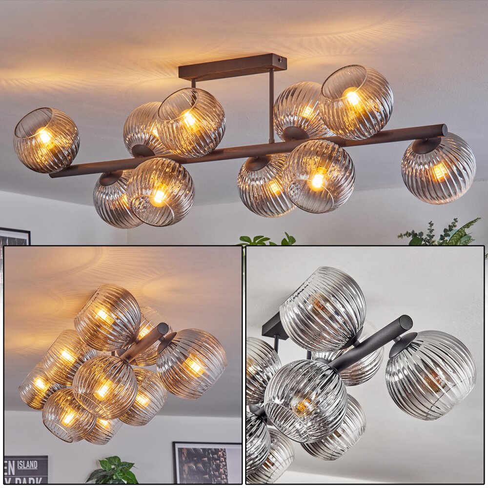 Koyoto Plafoniera, Lampada a sfera Chiaro, Grigio fumo, 10-Luci main product photo