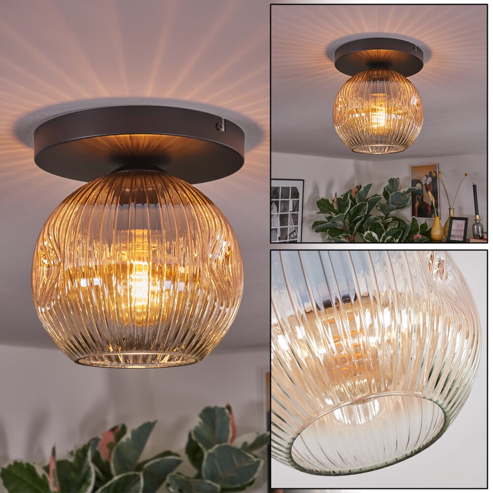 Ripoll Plafoniera, Lampada a sfera Ambrato, Chiaro, 1-Luce main product photo