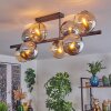 Koyoto Plafoniera, Lampada a sfera Ambrato, Cromo, Grigio fumo, 8-Luci