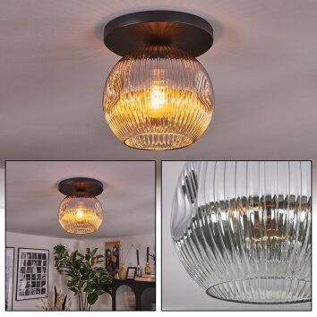 Ripoll Plafoniera, Lampada a sfera Cromo, Chiaro, Grigio fumo, 1-Luce