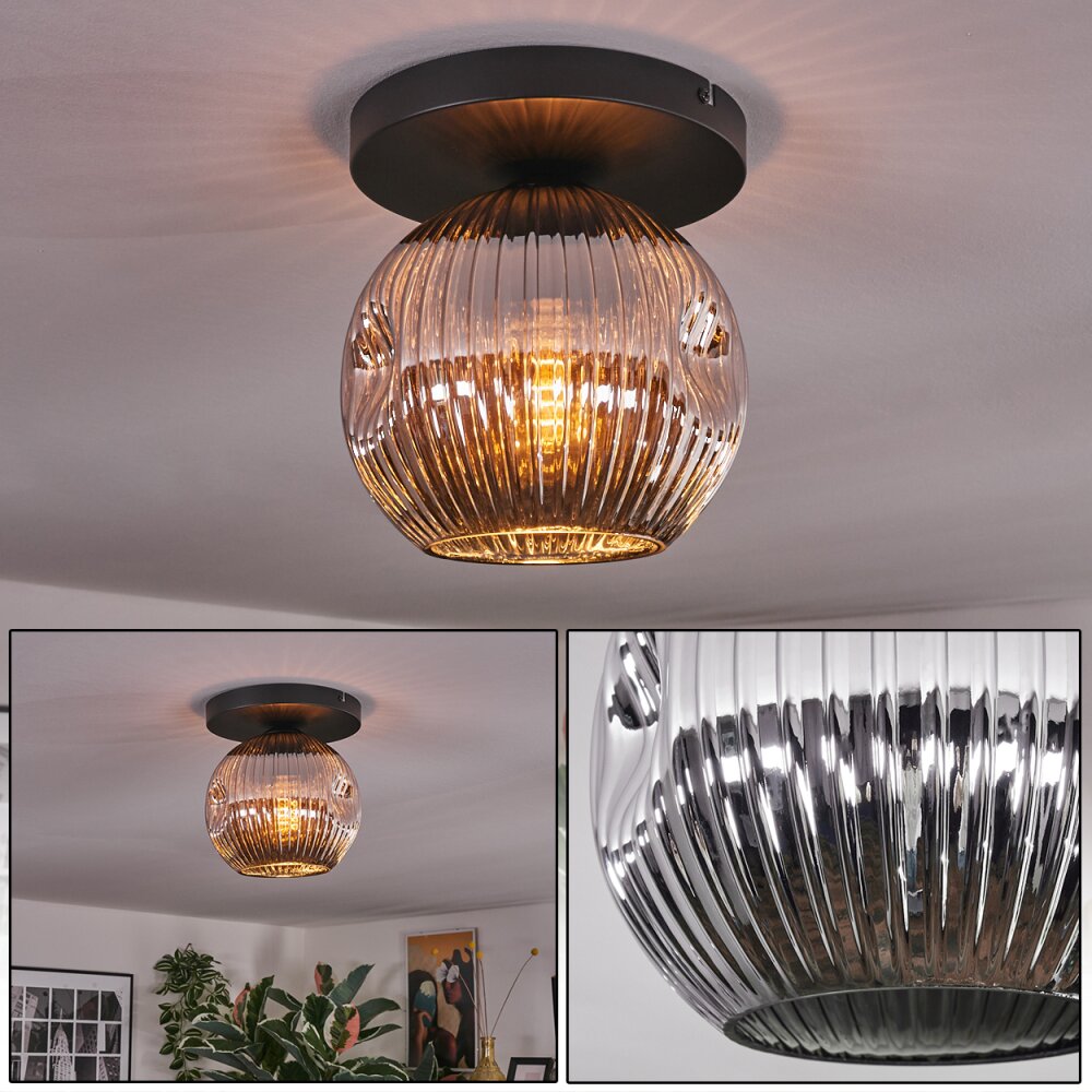 Ripoll Plafoniera, Lampada a sfera Cromo, Grigio fumo, 1-Luce main product photo
