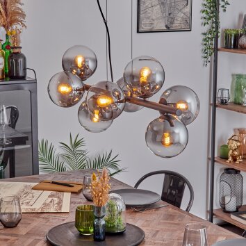 Gastor Lampadario a sospensione, Lampada a sfera, Lampada a sospensione Chiaro, Grigio fumo, 8-Luci
