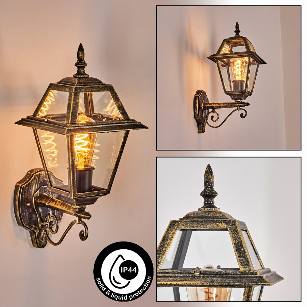 Fornelos Illuminazione esterna, Lampada da parete per esterno, Applique Oro, Nero, 1-Luce main product photo