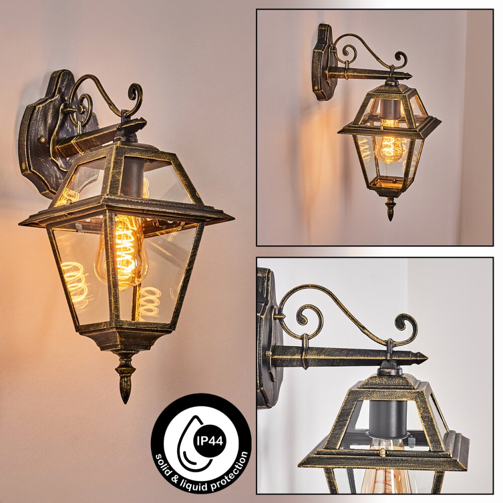 Fornelos Illuminazione esterna, Lampada da parete per esterno, Applique Oro, Nero, 1-Luce main product photo