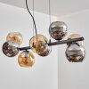 Koyoto Lampadario a sospensione, Lampada a sfera, Lampada a sospensione Ambrato, Cromo, Grigio fumo, 8-Luci