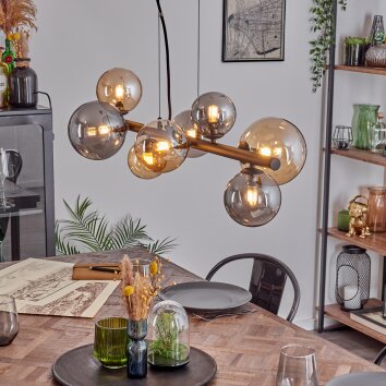 Chehalis Lampadario a sospensione, Lampada a sfera, Lampada a sospensione Ambrato, Grigio fumo, 8-Luci