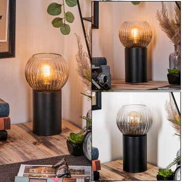 Koyoto Lampada a sfera, Lampada da scrivania, Lampada da tavolo Chiaro, Grigio fumo, 1-Luce