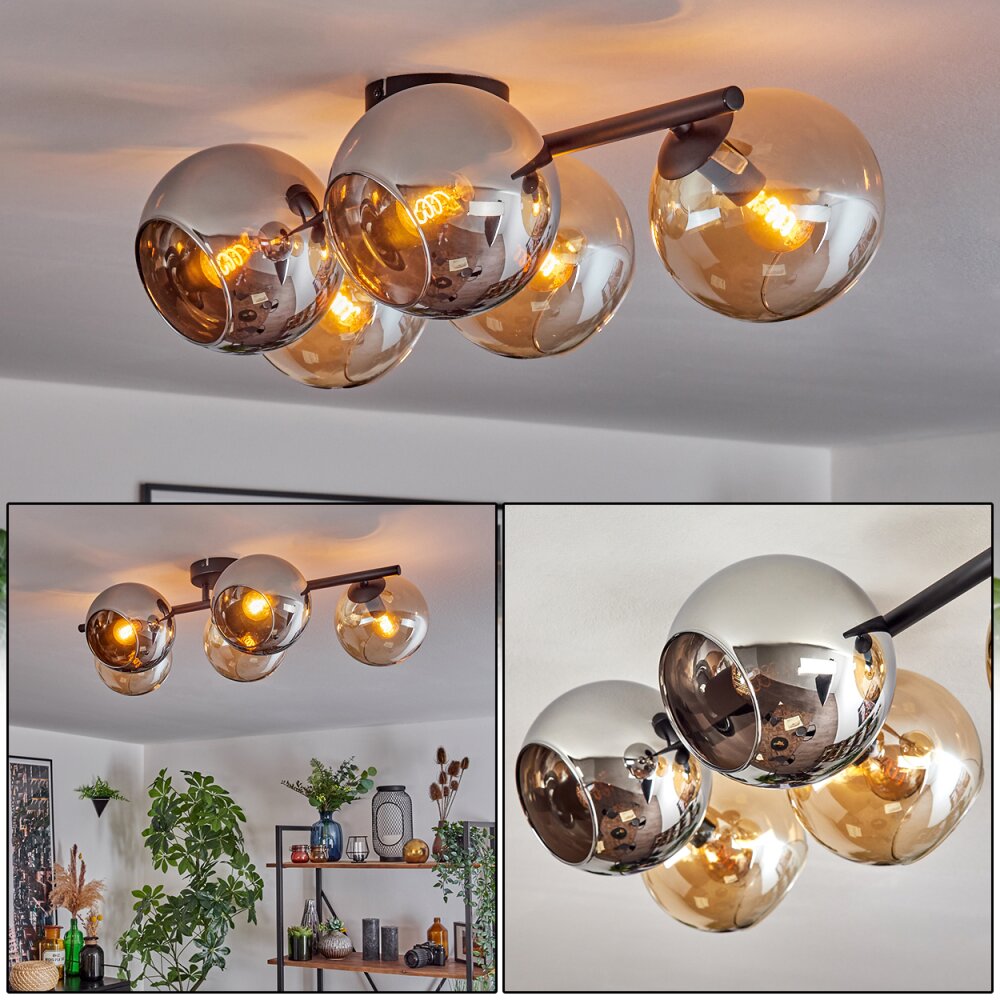 Gastor Plafoniera, Lampada a sfera Ambrato, Cromo, Grigio fumo, 5-Luci main product photo