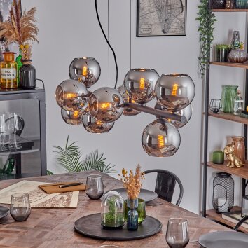 Gastor Lampadario a sospensione, Lampada a sfera, Lampada a sospensione Cromo, Grigio fumo, 10-Luci Gastor Lampadario a sospensione, Lampada a sfera, Lampada a sospensione Cromo, Grigio fumo, 10-Luci